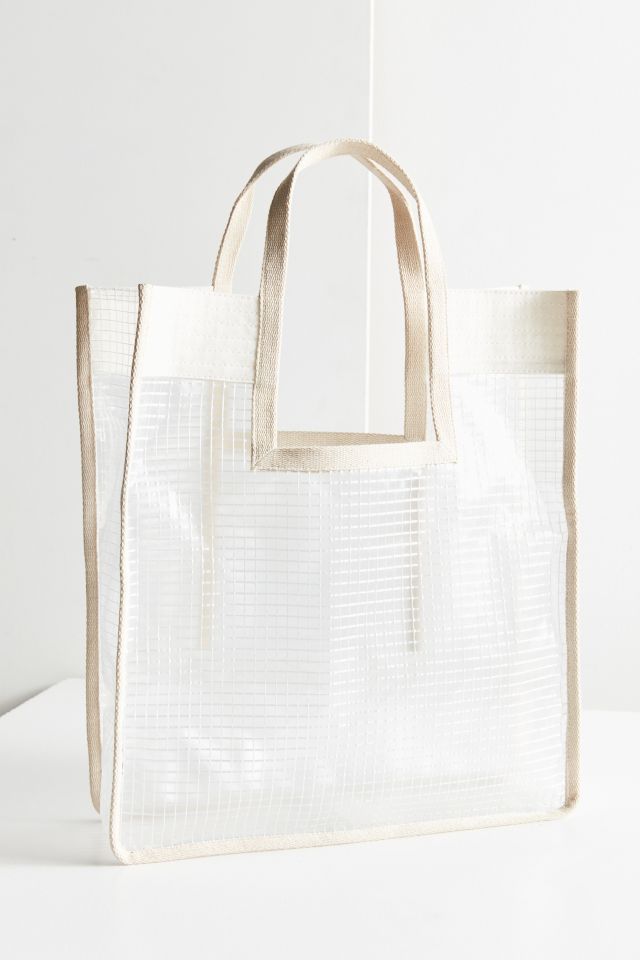 Grid Plastic Shopper Tote Bag #4
