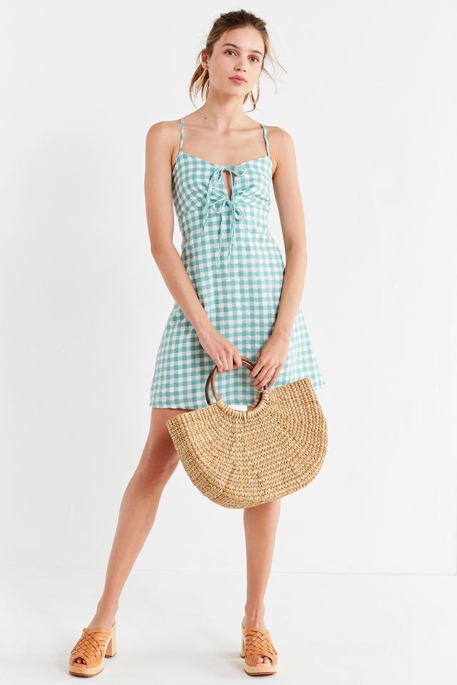 MINKPINK Sage Tie-Front Gingham Dress | Urban Outfitters