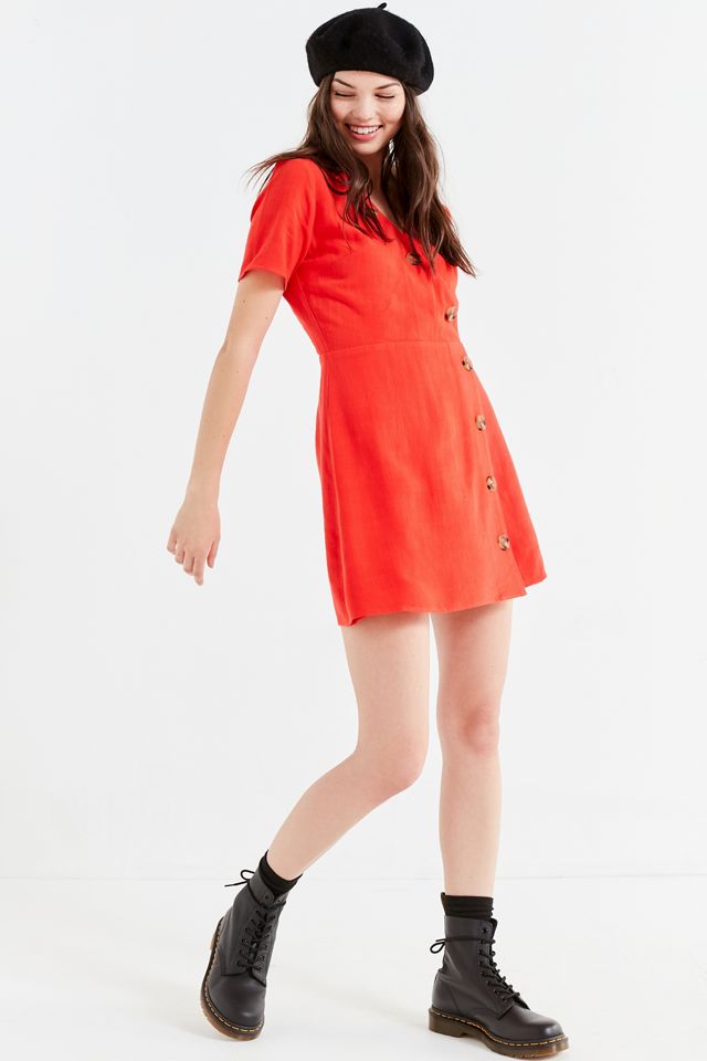 Moon River Asymmetrical Button-Down Mini Dress #1