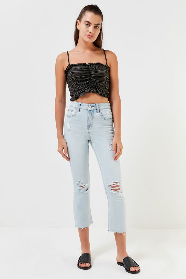 BDG Kick Flare High-Rise Cropped Jean – Light Distressed #1