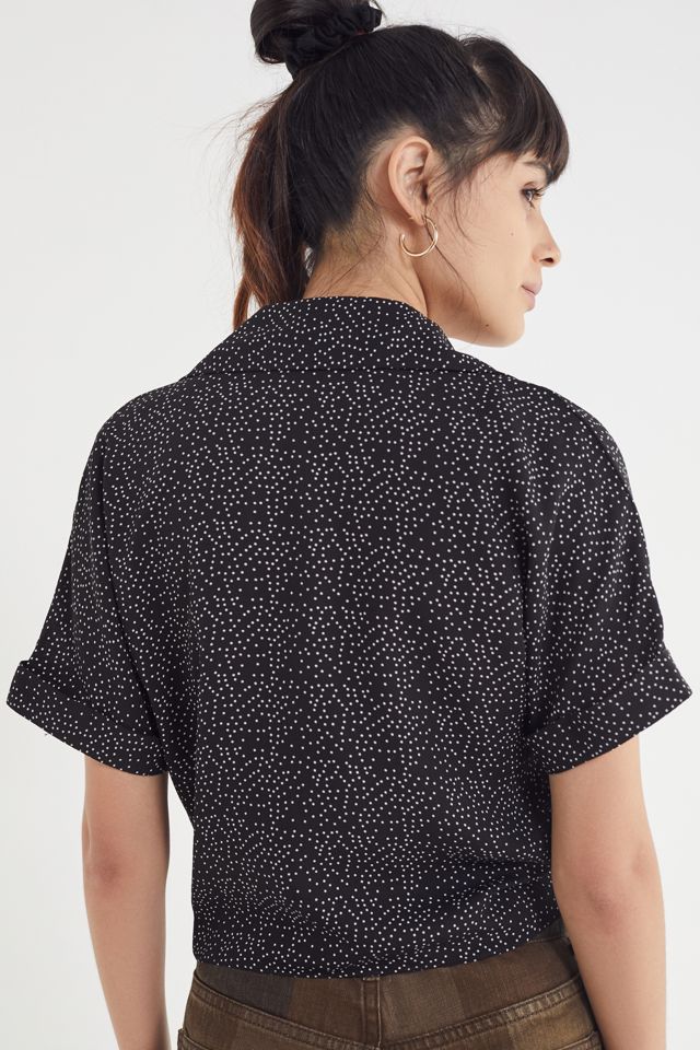UO Tie-Front Short Sleeve Cropped Top #2