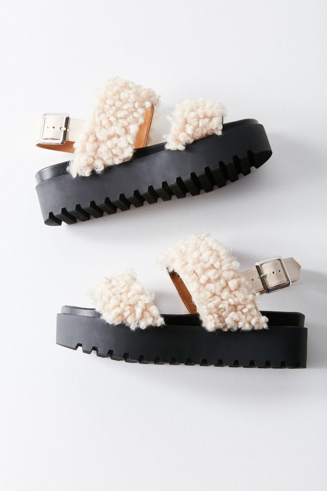 Lexi Faux Sherpa Flatform Sandal #1