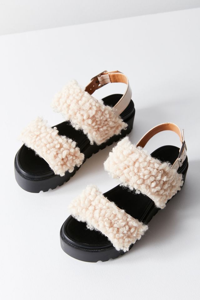 Lexi Faux Sherpa Flatform Sandal #4