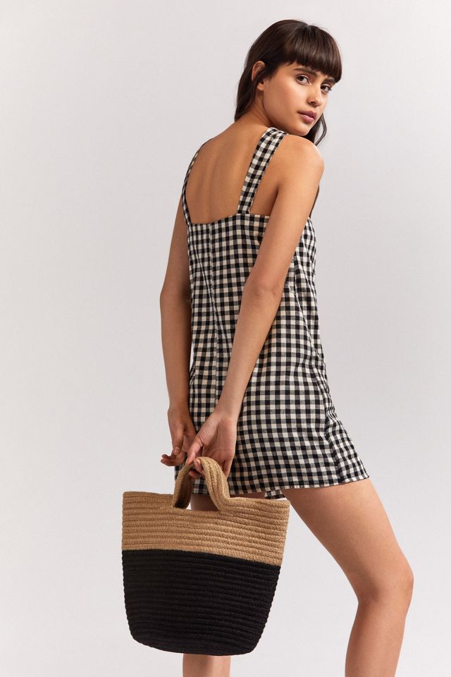slim fit dress slacks Aya Peony Pink Halter Gingham Mini Dress main image 1