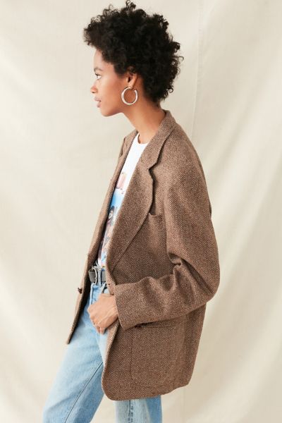 tweed oversized blazer womens