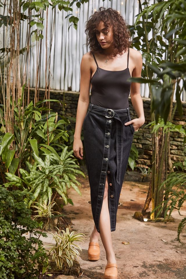 BDG Belted Button-Down Midi Skirt #2