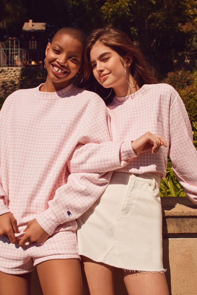 Champion pink 2025 gingham sweatshirt