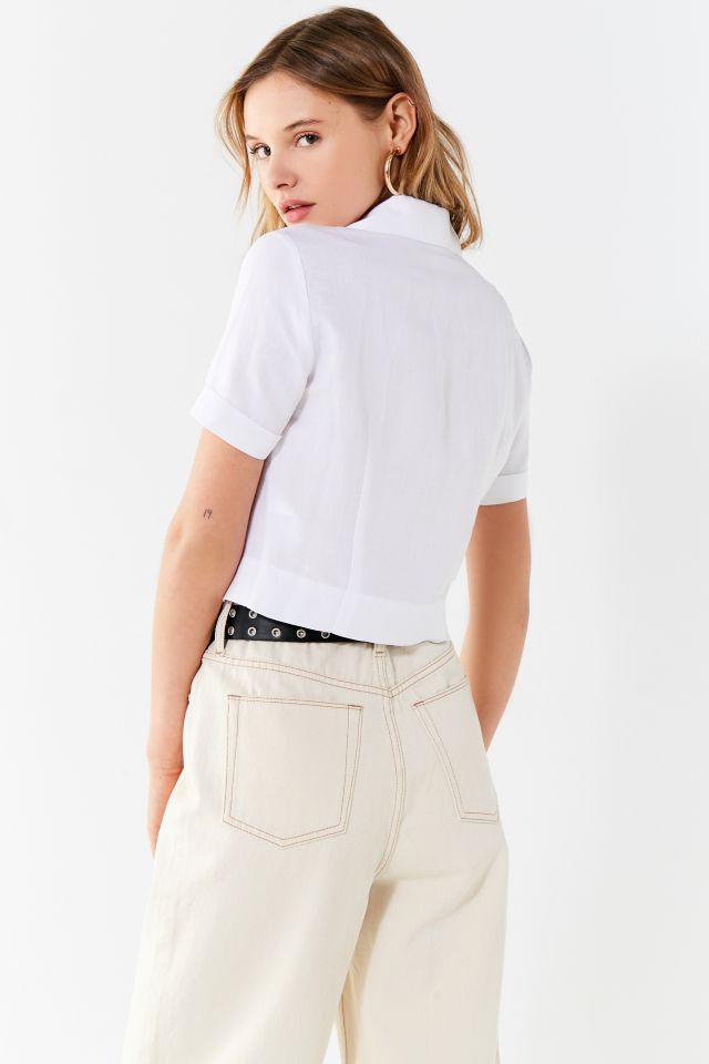 Side Party Lala Notched Button-Down Top #2