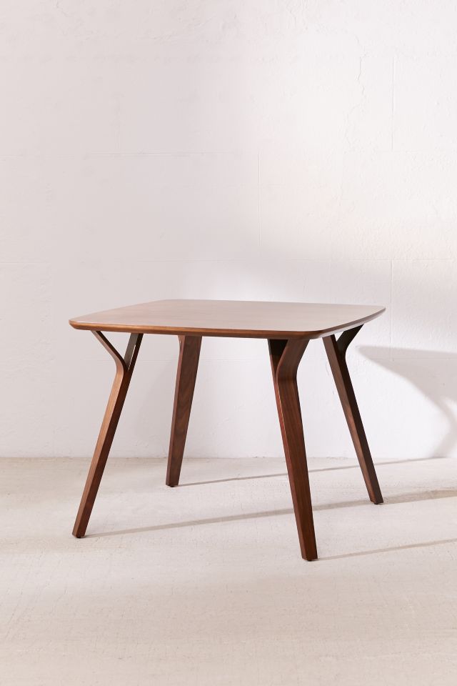 Mid-Century Modern Square Walnut Dining Table with Bentwood Legs