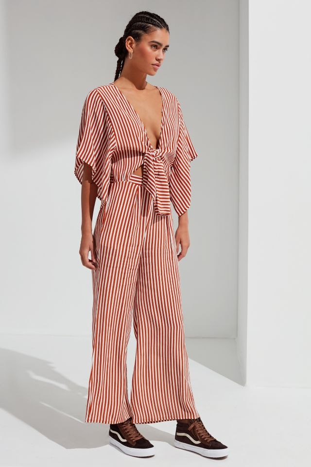 Faithfull The Brand Tilos Tie Front Striped Jumpsuit