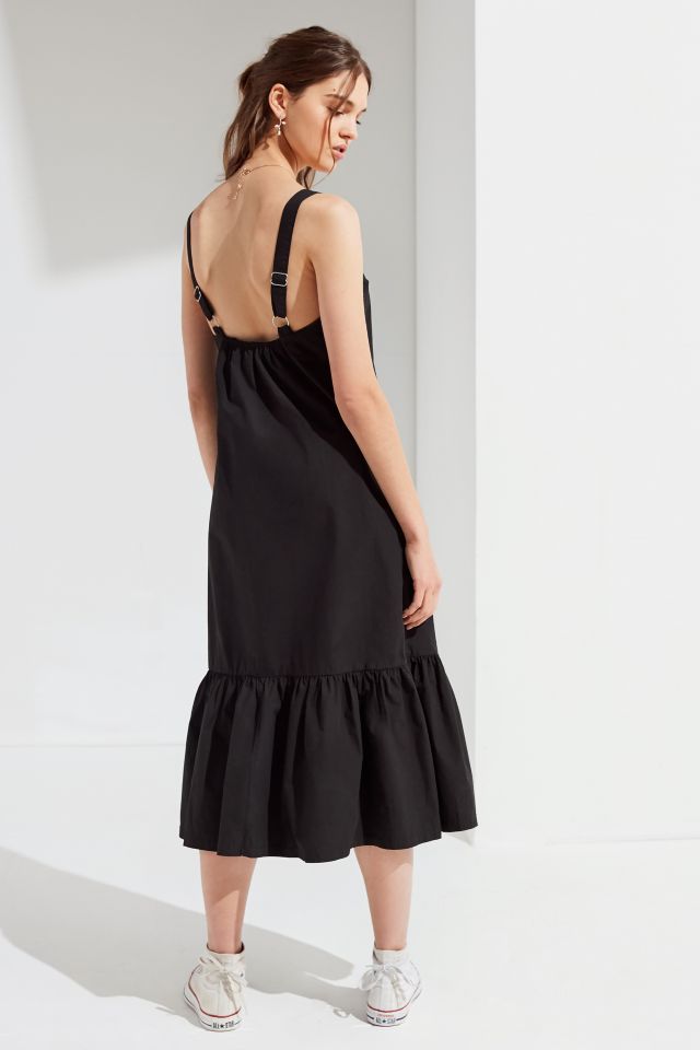UO Mia Poplin Ruffle Hem Midi Dress #1
