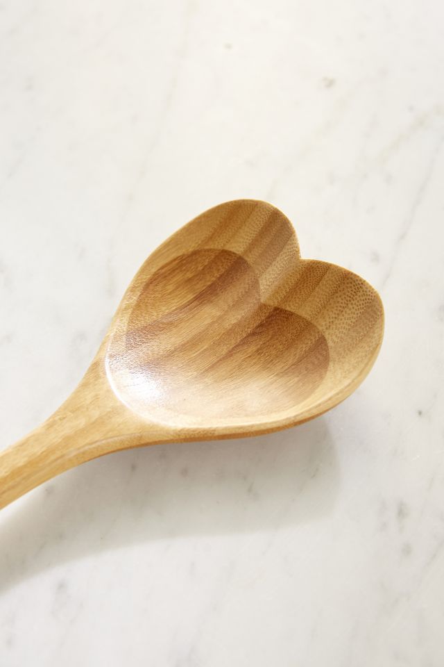 Heart-Shaped Bamboo Serving Spoon #1