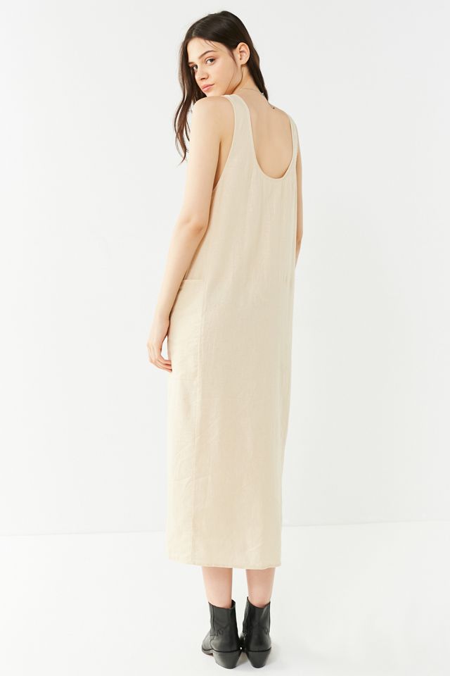 UO Delia Double-Breasted Linen Midi Dress | Urban Outfitters
