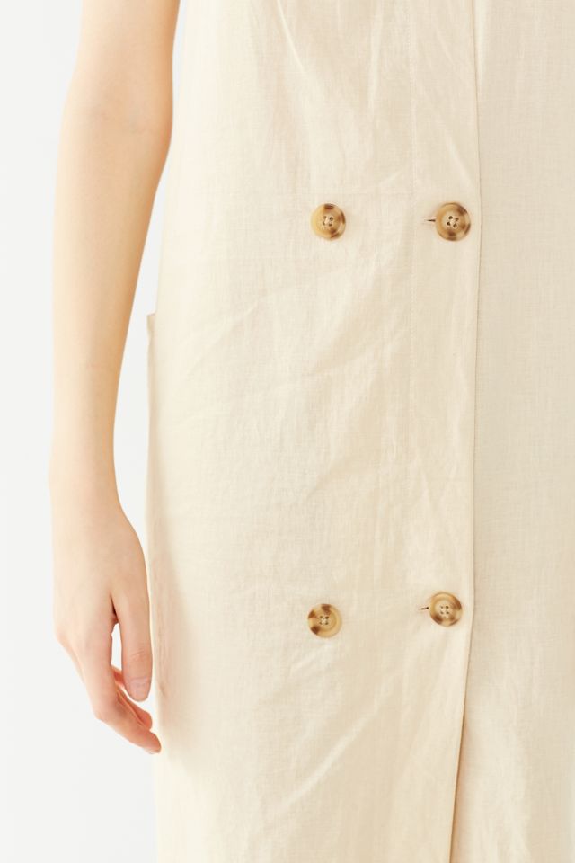 UO Delia Double-Breasted Linen Midi Dress | Urban Outfitters