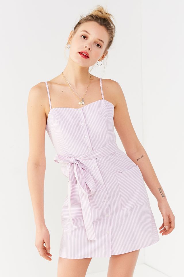 UO Striped Tie-Belt Button-Down Dress #3