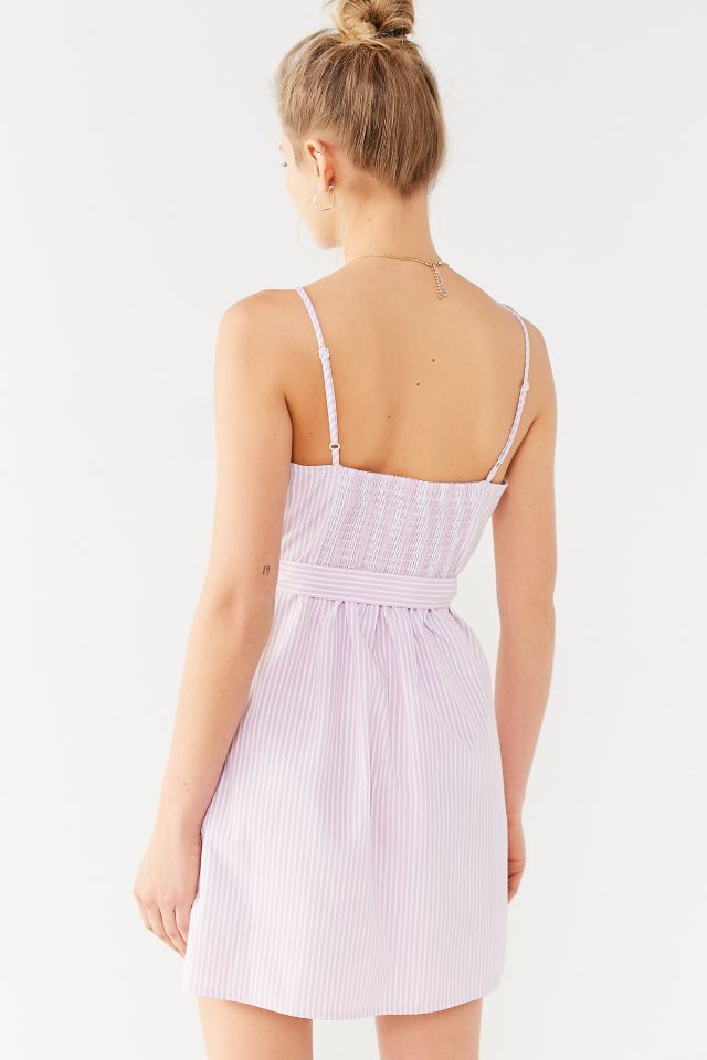UO Striped Tie-Belt Button-Down Dress #5