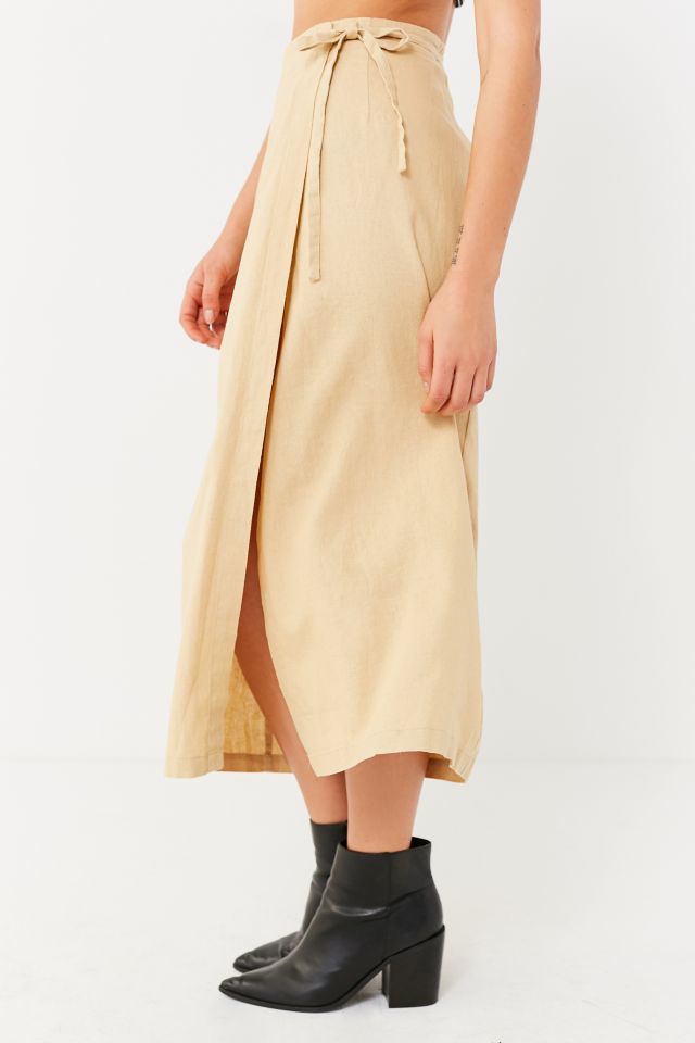 UO Linen Wrap Midi Skirt #1