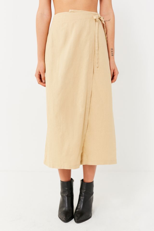 UO Linen Wrap Midi Skirt #3