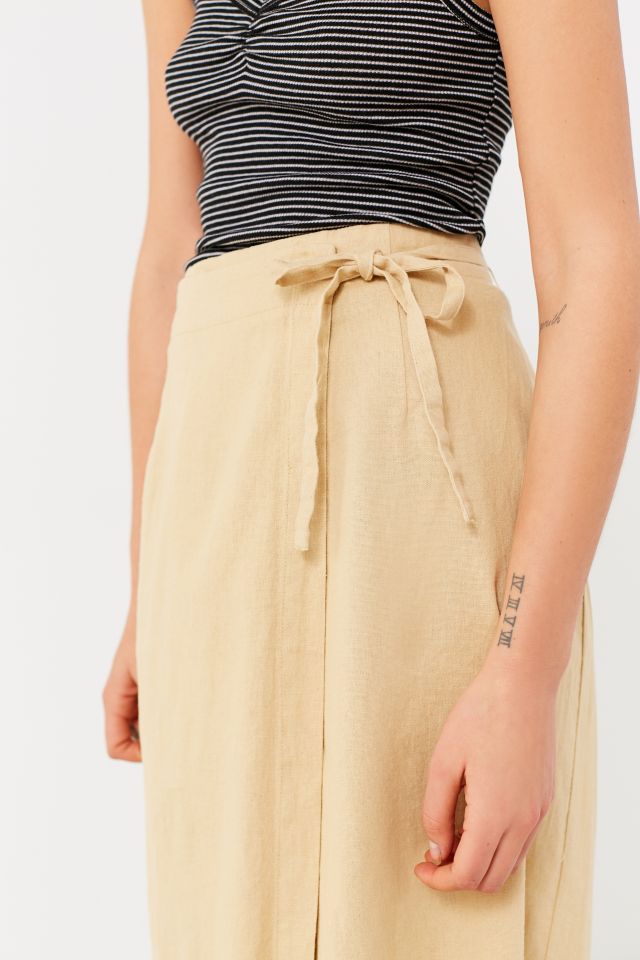 UO Linen Wrap Midi Skirt #4