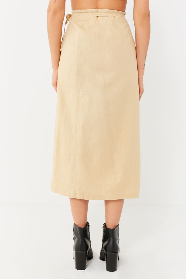 UO Linen Wrap Midi Skirt #5