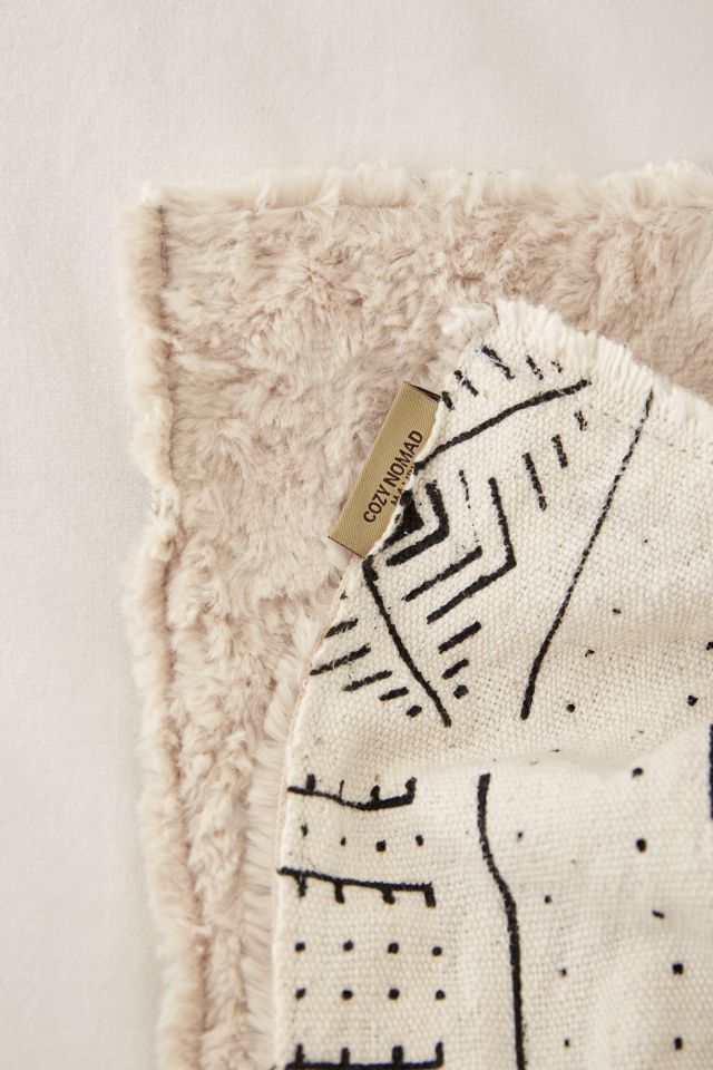 Cozy Nomad Mudcloth Faux Fur Throw Blanket #3