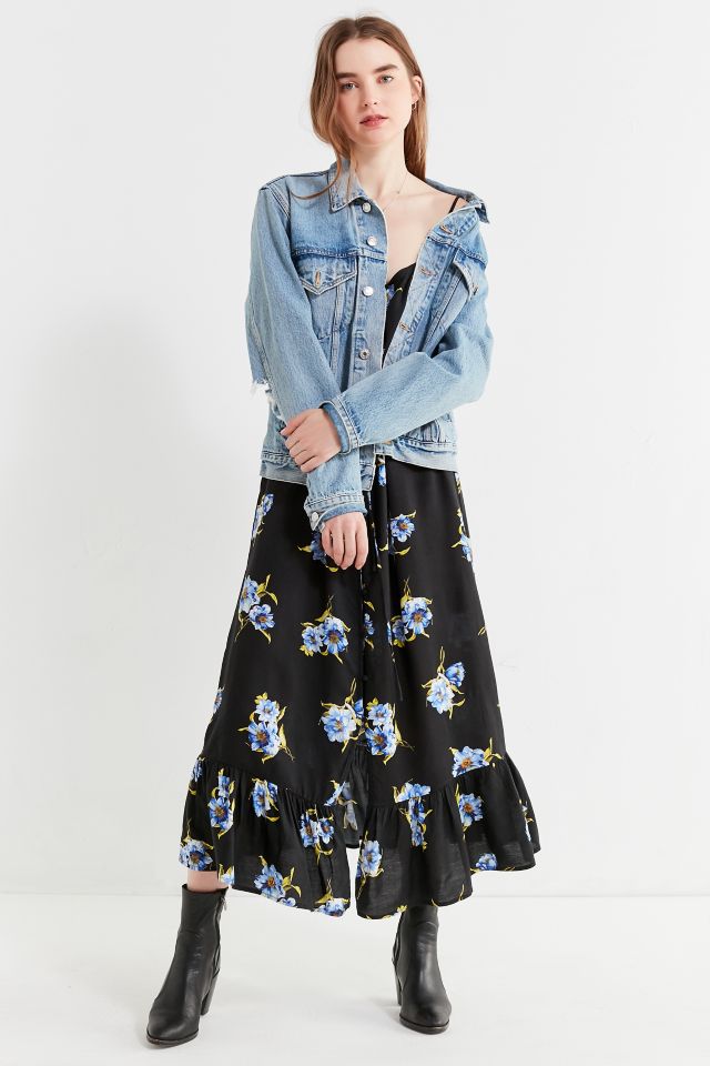 UO Button-Down Ruffle-Hem Midi Dress  #3