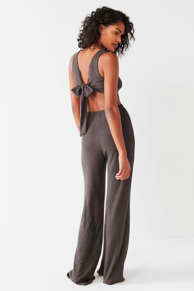 Out From Under Cozy Tie-Back Ribbed Jumpsuit | Urban Outfitters