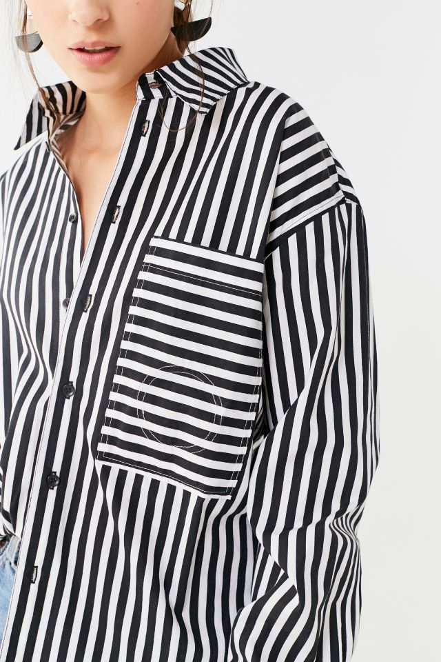 House Of Sunny 802 Striped Button-Down Top #1