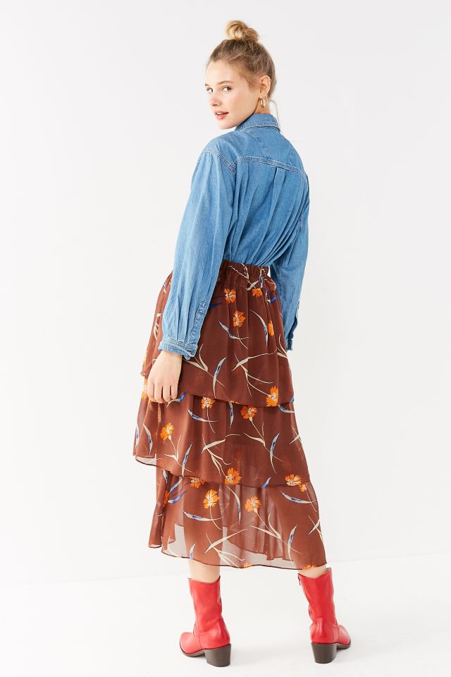 UO Stevie Tiered Ruffle Midi Skirt #2