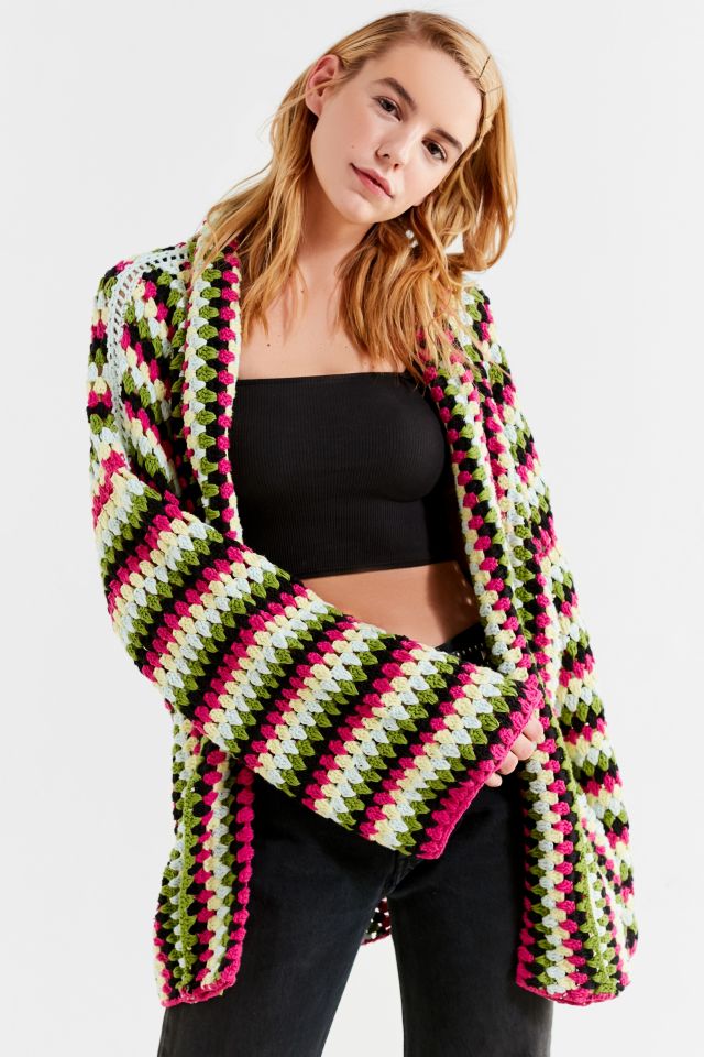 UO Mira Crochet Knit Cardigan Urban Outfitters