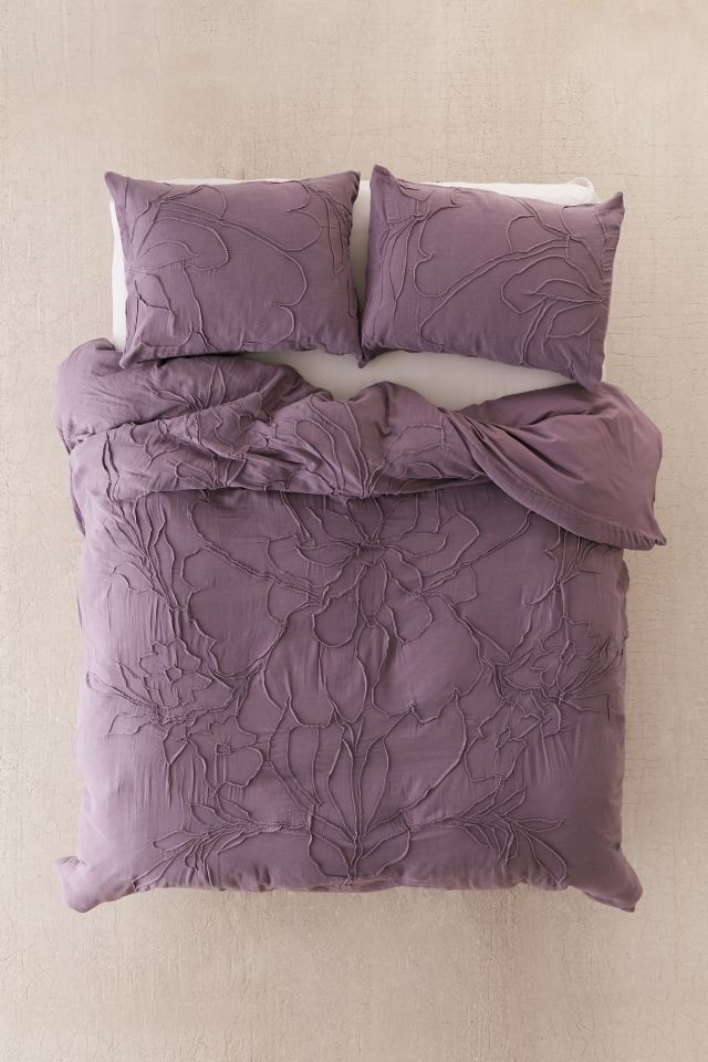 Lumi Purple Floral Roping Duvet Cover | Urban Outfitters