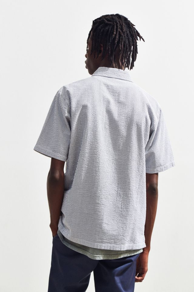 Stussy Stripe Seersucker Short Sleeve Half-Zip Shirt #3