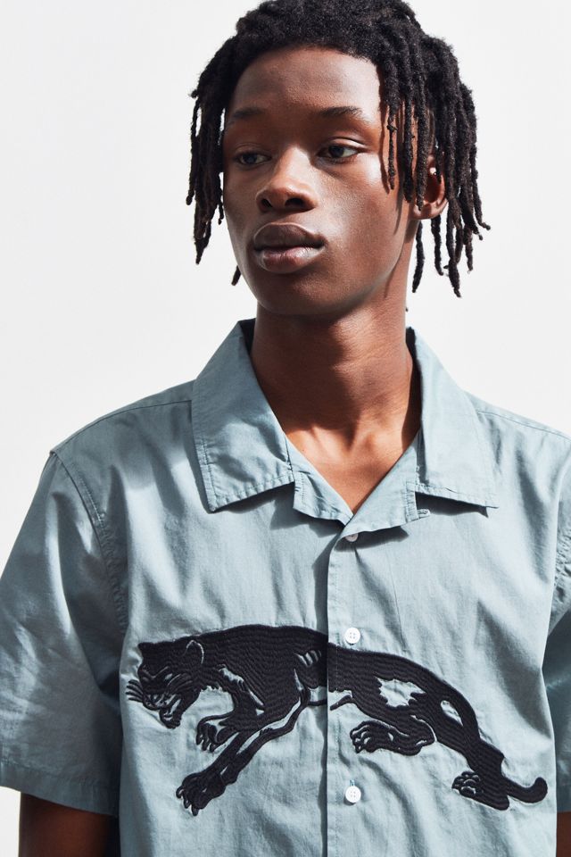 Stussy Embroidered Panther Short Sleeve Button Down Shirt | Urban