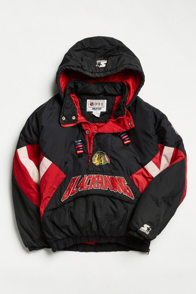 VINTAGE STARTER CHICAGO BLACKHAWKS FULL ZIPP WITH HOOD WINTER JACKET SIZE L