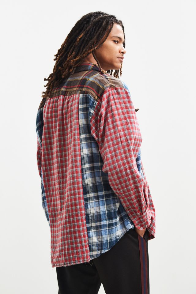 Vintage Patchwork Plaid Flannel Button-Down Shirt #2