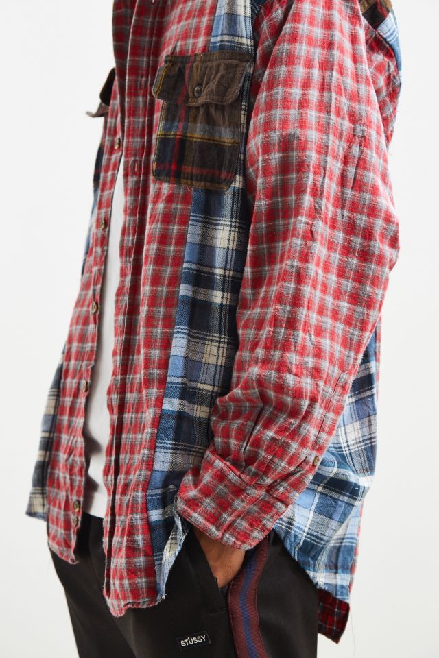 Vintage Patchwork Plaid Flannel Button-Down Shirt #4