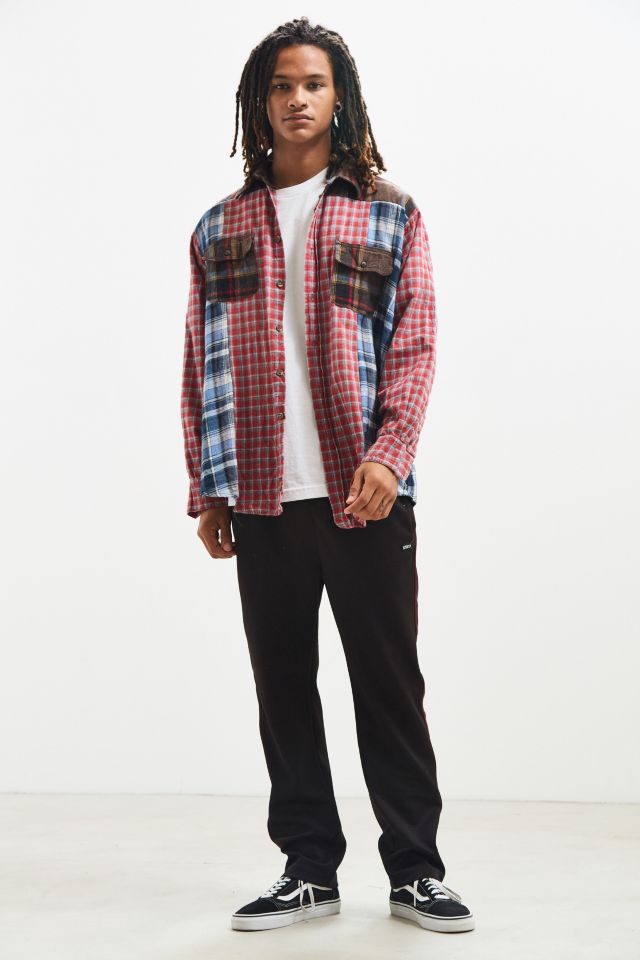Vintage Patchwork Plaid Flannel Button-Down Shirt #5