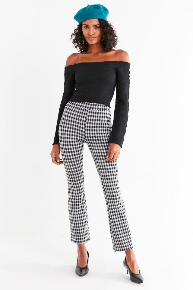 UO Smocked Long Sleeve Solid Bardot Top #1