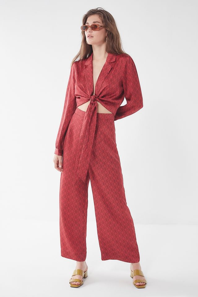 UO Satin Paisley Wide Leg Pant | Urban Outfitters