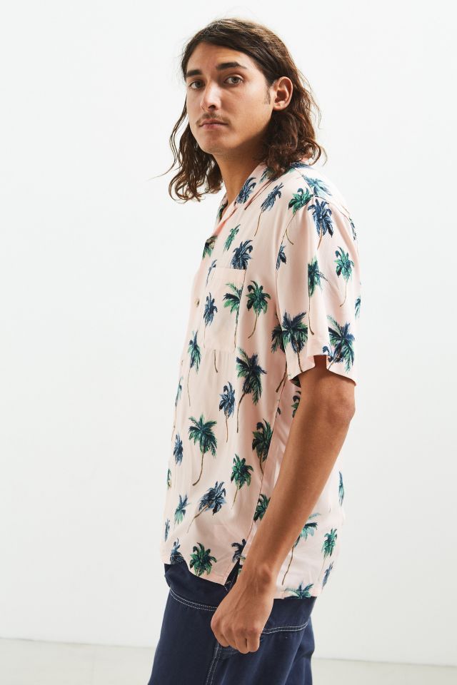 Urban Outfitters Uo Fierce Tigers Rayon Short Sleeve Button-down