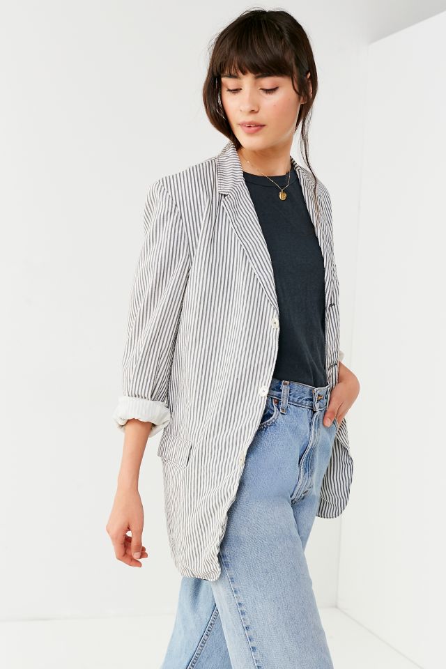 Vintage Seersucker Striped Blazer