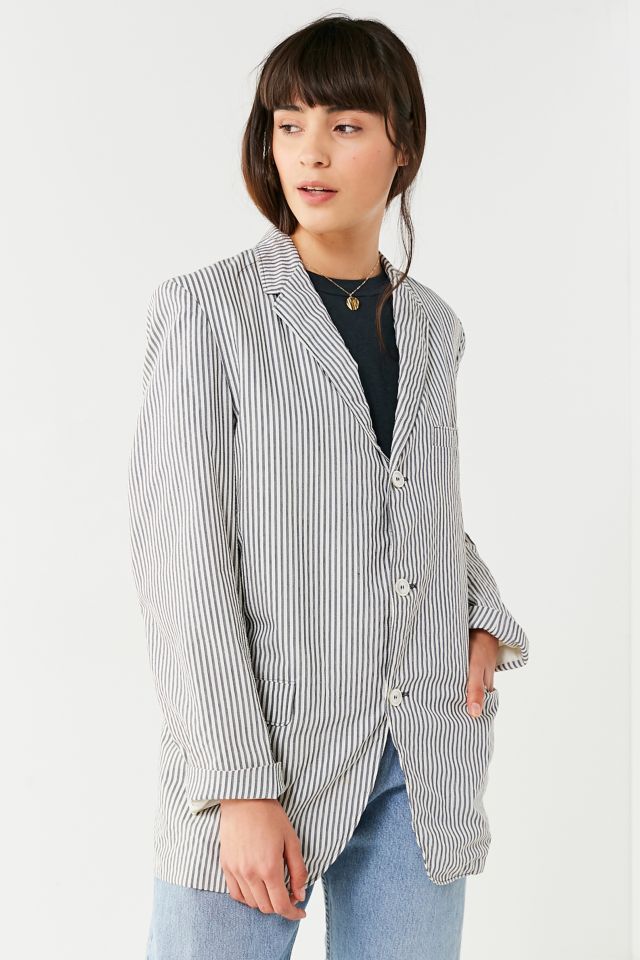 Vintage Seersucker Striped Blazer #3