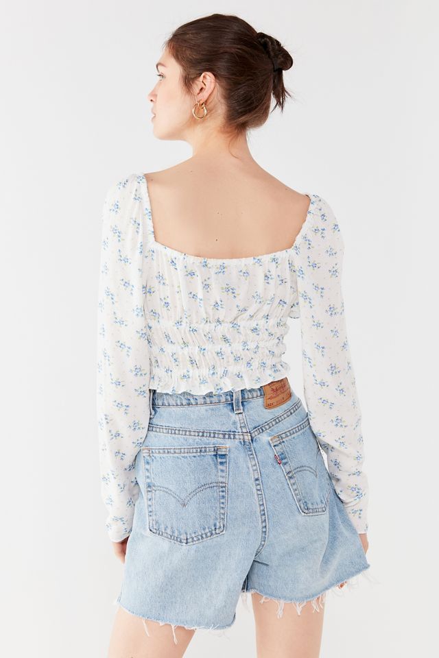 UO Bouquet Square-Neck Smocked Top #2