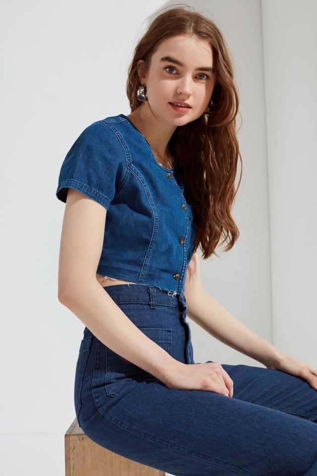 UO Button-Down Denim Cropped Top #2