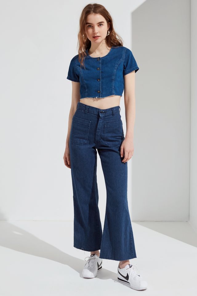 UO Button-Down Denim Cropped Top #3