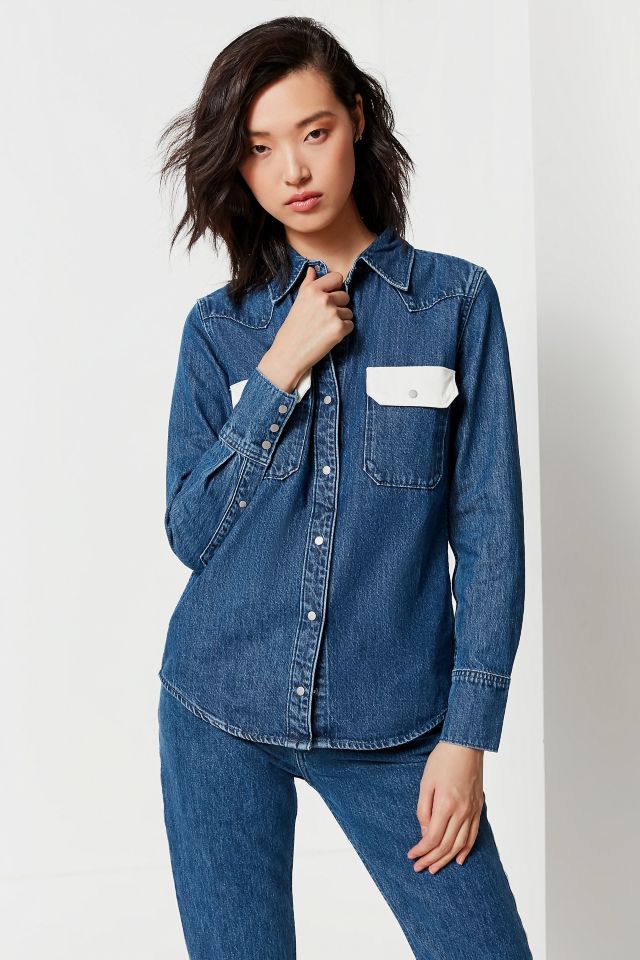 Calvin Klein Western Contrast Button-Down Shirt #4