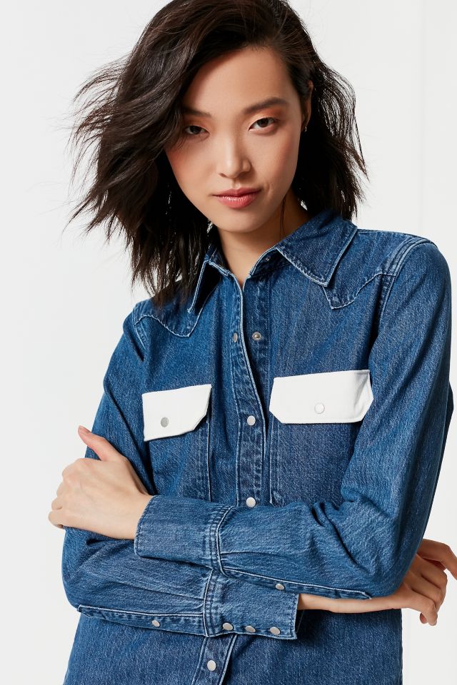 Calvin Klein Western Contrast Button-Down Shirt #5