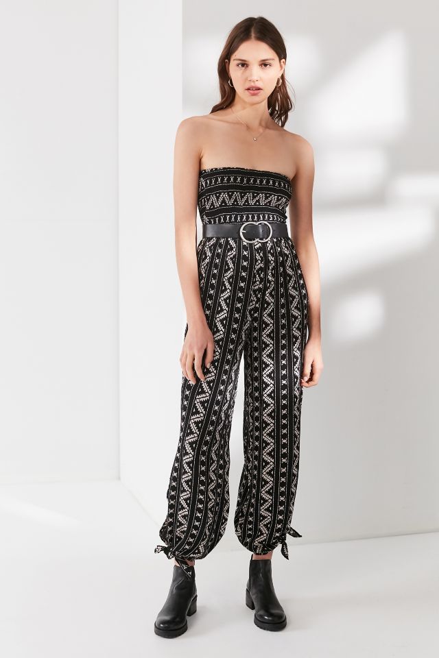 Smocked cheap strapless jumpsuit