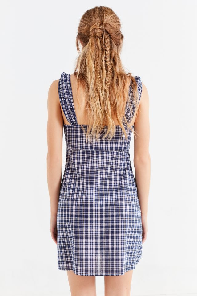 UO Tie-Front Plaid Mini Dress #3