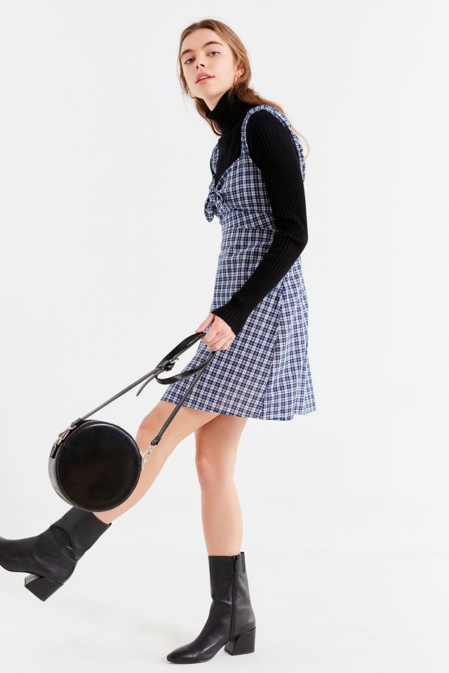 UO Tie-Front Plaid Mini Dress #4
